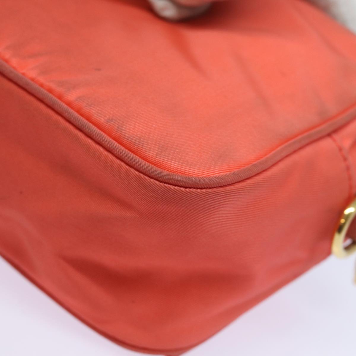 PRADA Ribbon Shoulder Bag Nylon Orange Auth 80629
