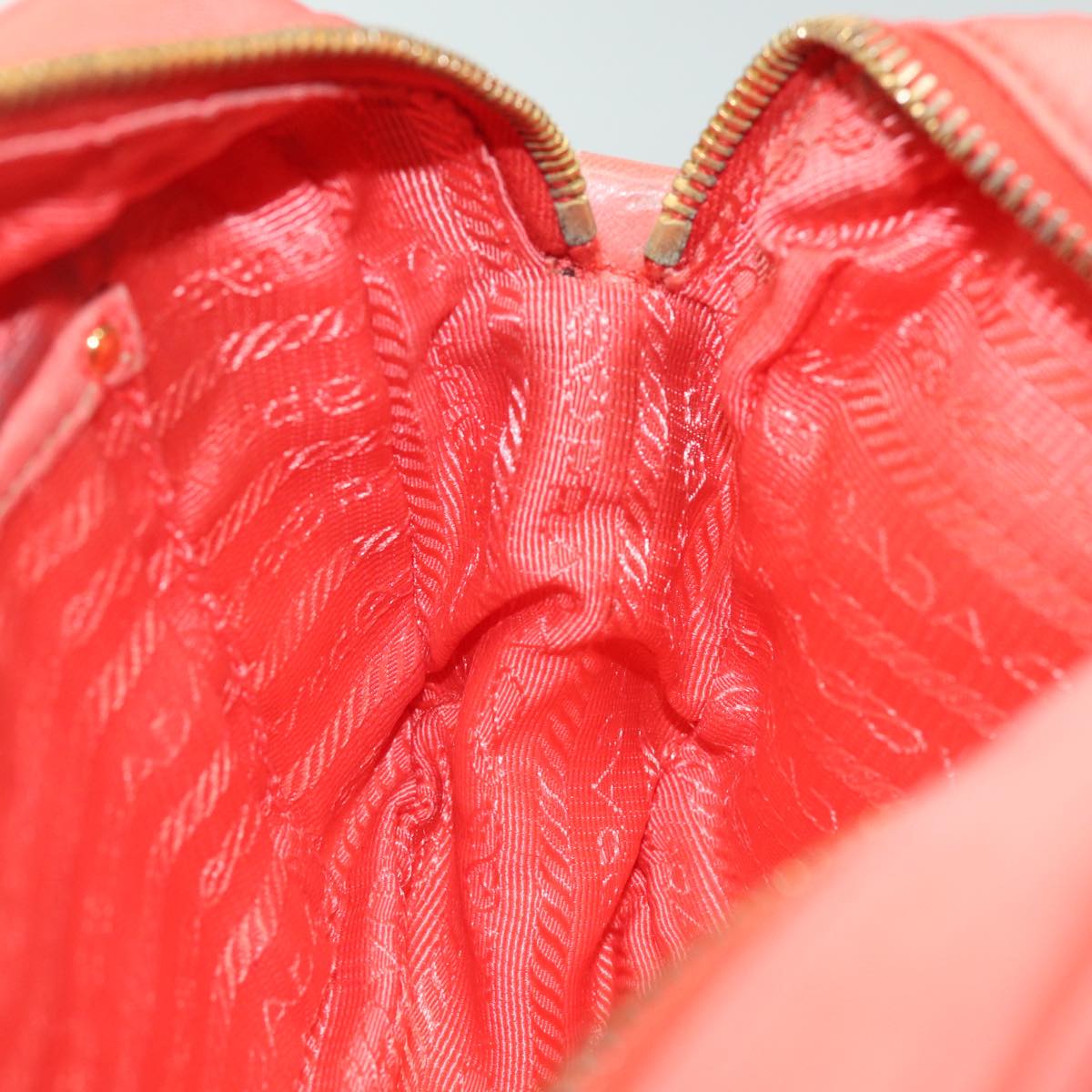 PRADA Ribbon Shoulder Bag Nylon Orange Auth 80629