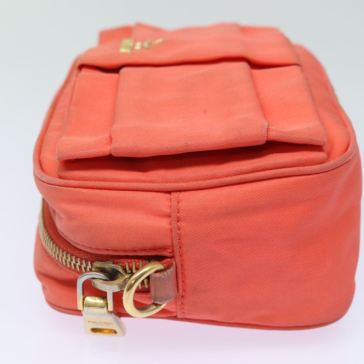 PRADA Ribbon Shoulder Bag Nylon Orange Auth 80629