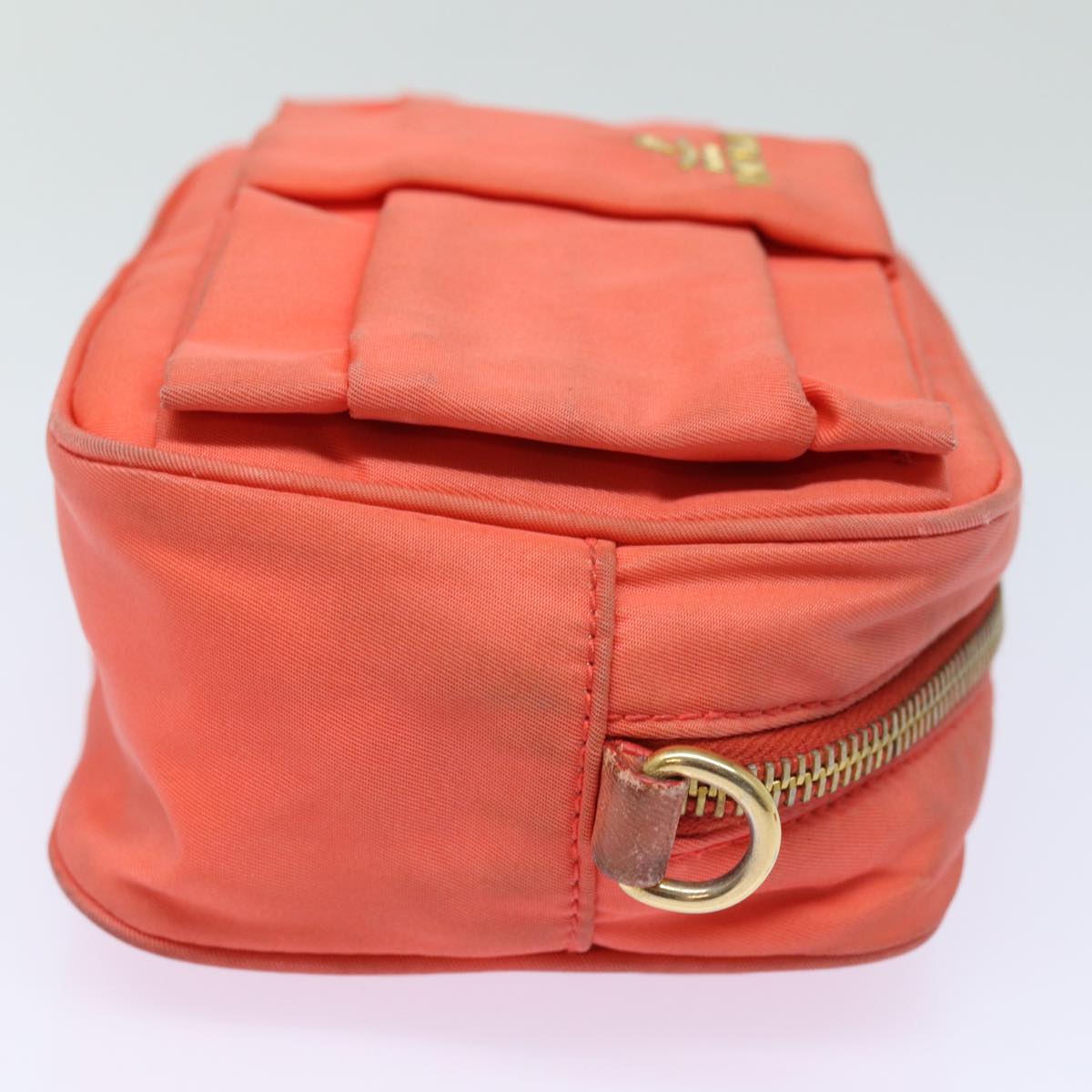 PRADA Ribbon Shoulder Bag Nylon Orange Auth 80629