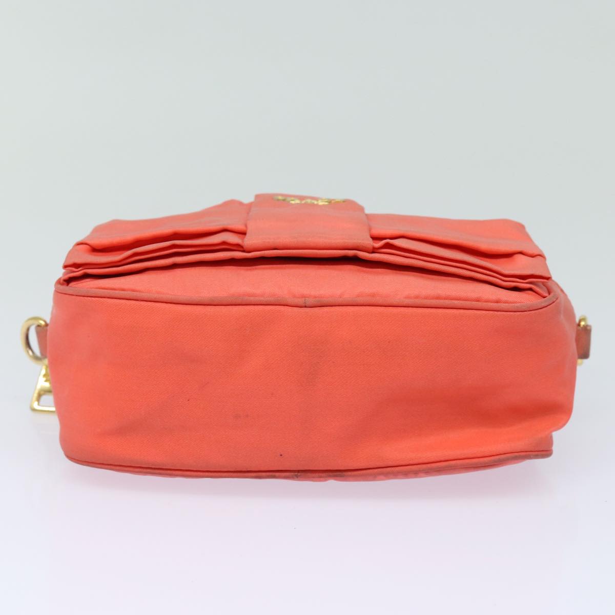 PRADA Ribbon Shoulder Bag Nylon Orange Auth 80629