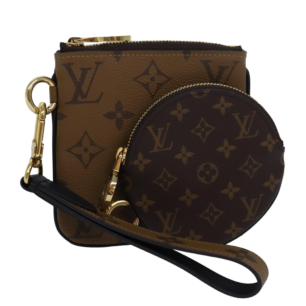 LOUIS VUITTON Monogram Reverse Pochette Trio Coin Purse M68756 LV Auth 80664