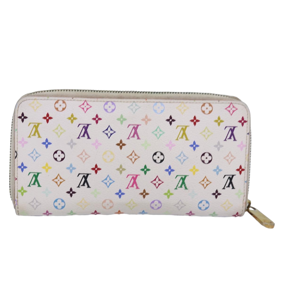 LOUIS VUITTON Monogram Multicolor Zippy Wallet White M60241 LV Auth 80667