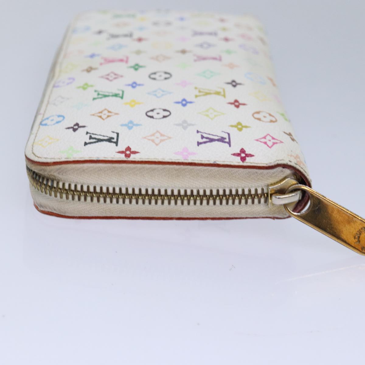 LOUIS VUITTON Monogram Multicolor Zippy Wallet White M60241 LV Auth 80667