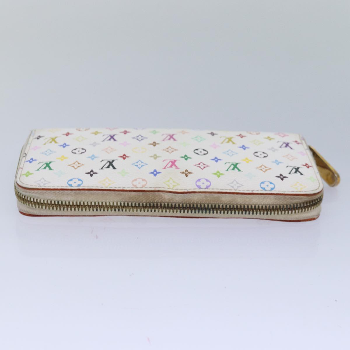 LOUIS VUITTON Monogram Multicolor Zippy Wallet White M60241 LV Auth 80667