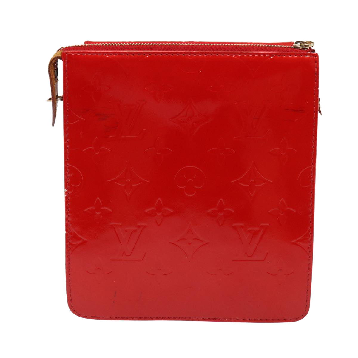 LOUIS VUITTON Monogram Vernis Motto Accessory Pouch Red M91137 LV Auth 80724