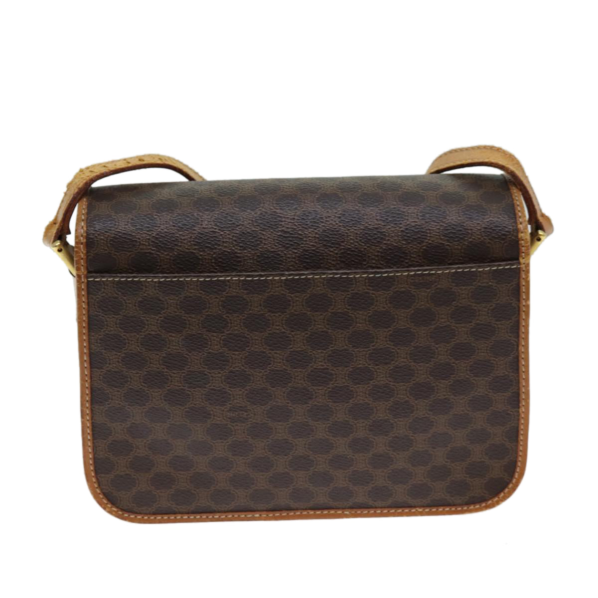 CELINE Macadam Canvas Shoulder Bag PVC Leather Brown Auth 80818