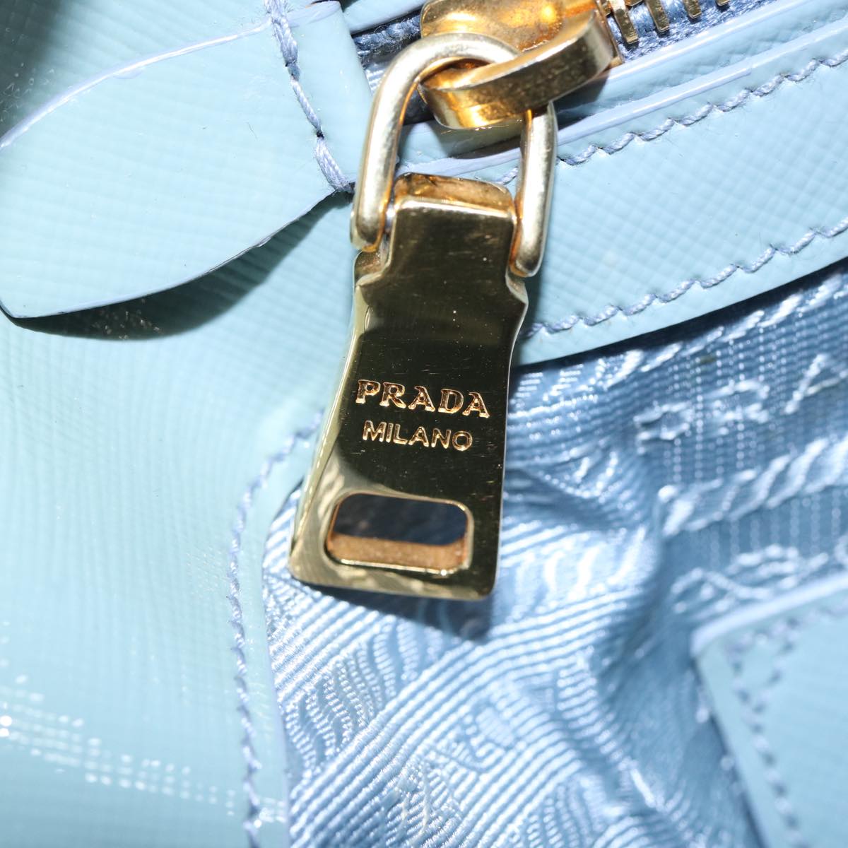 PRADA Hand Bag Safiano leather 2way Blue Auth 80864