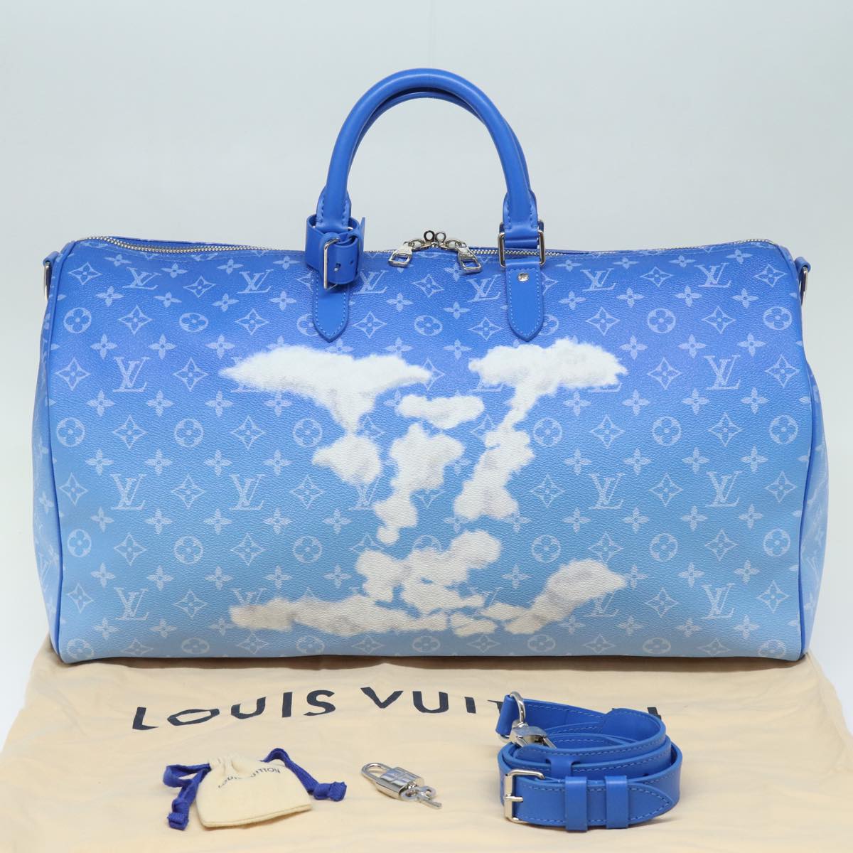 LOUIS VUITTON Monogram Clouds Keepall Bandouliere 50 Bag M45428 LV Auth 80910SAV