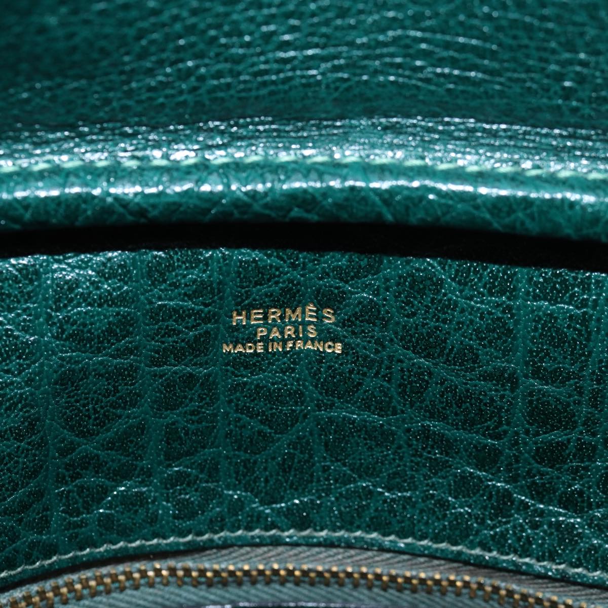 HERMES Gallop 50 Hand Bag Leather Green Auth 80925A