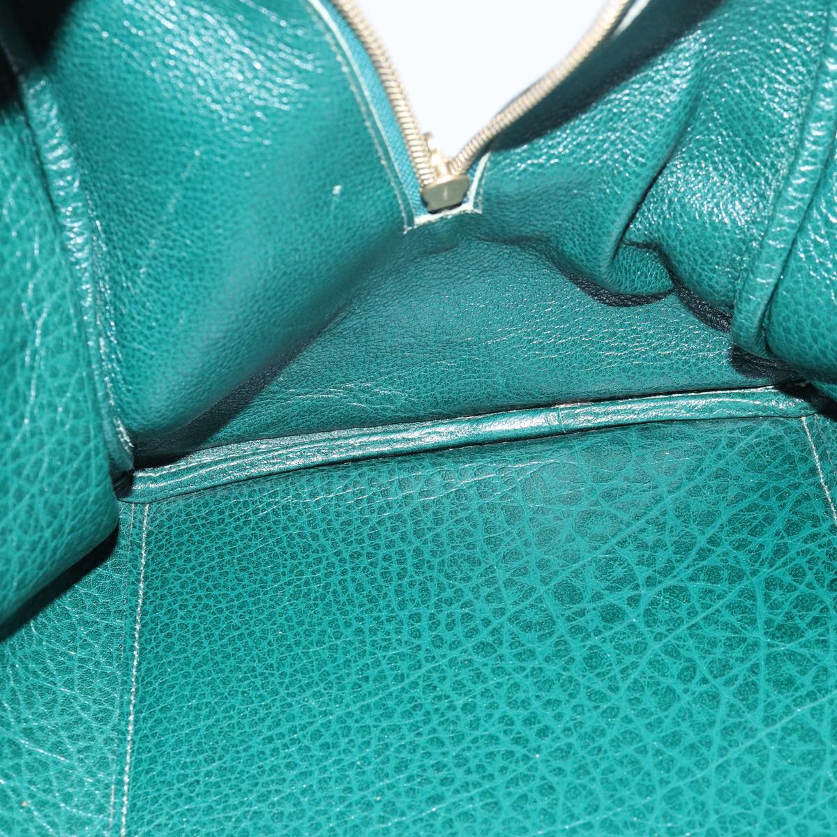 HERMES Gallop 50 Hand Bag Leather Green Auth 80925A