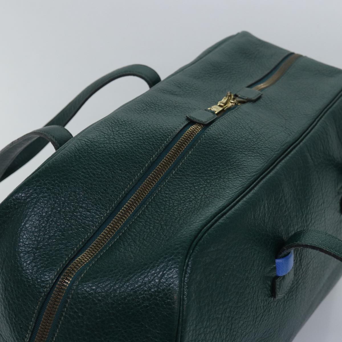 HERMES Gallop 50 Hand Bag Leather Green Auth 80925A