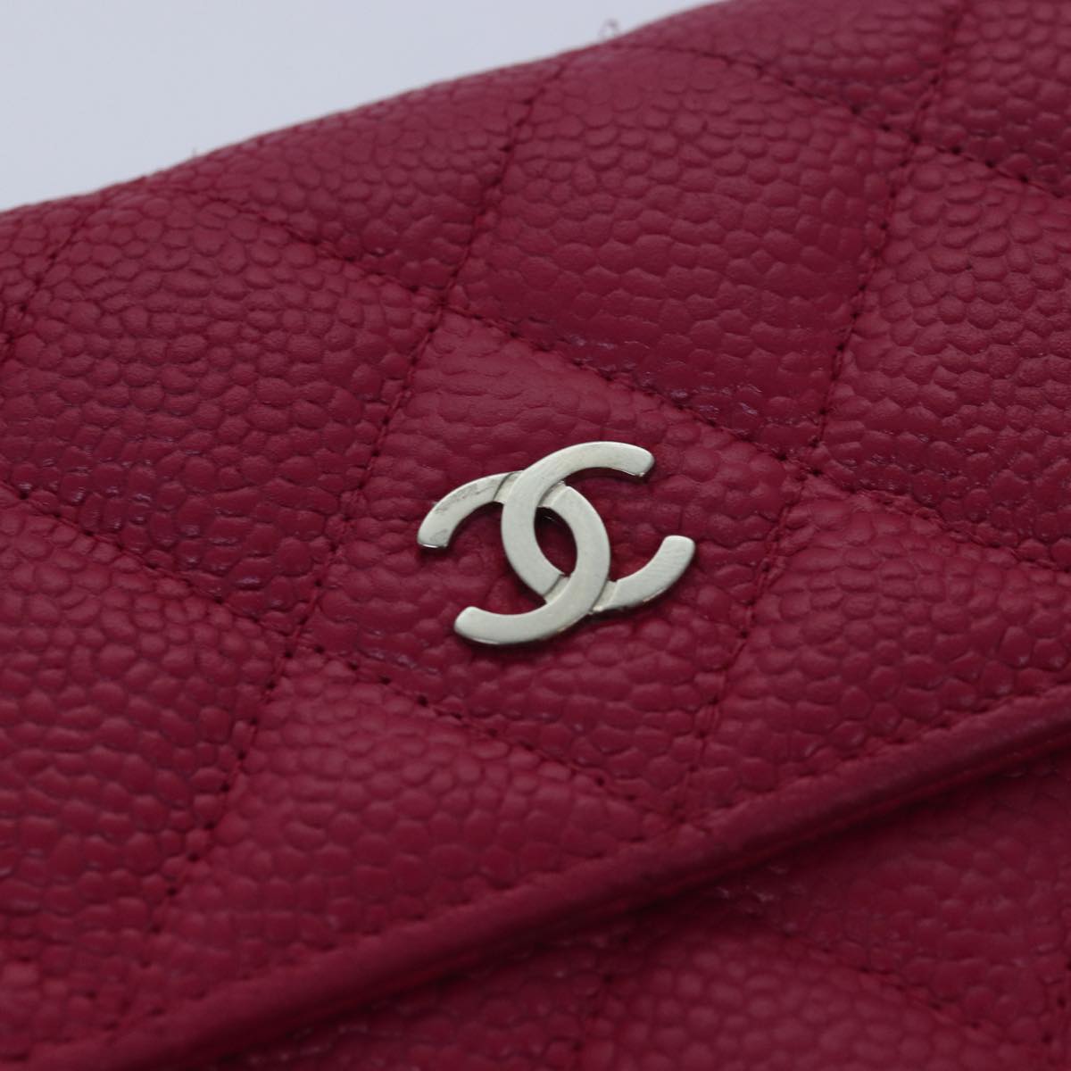 CHANEL Long Wallet Caviar Skin Pink CC Auth 80946