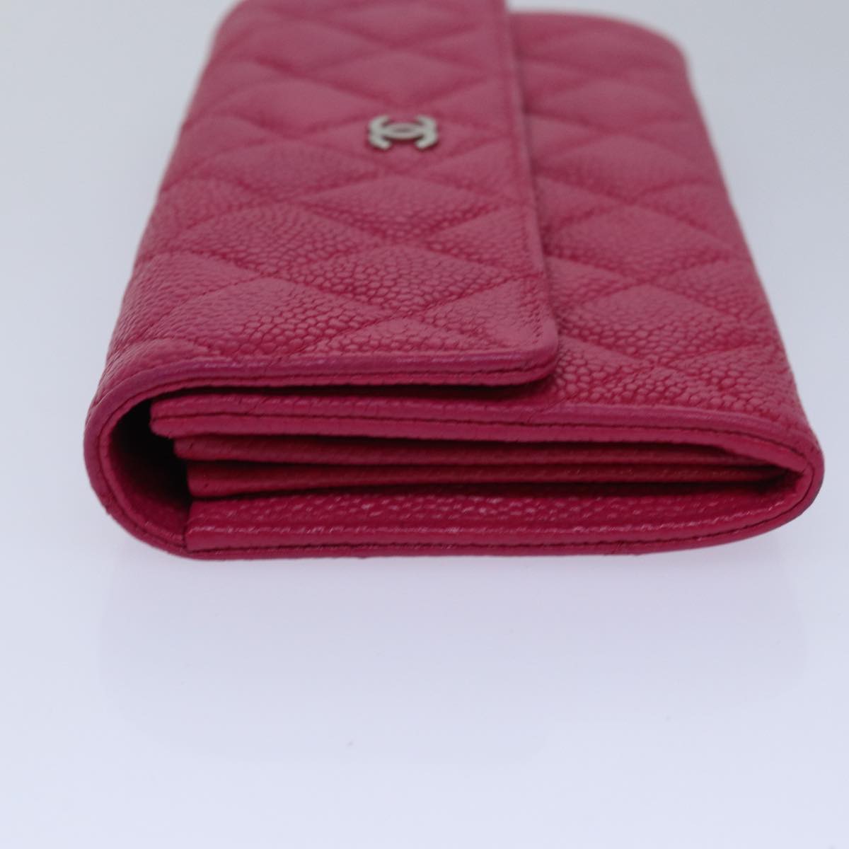 CHANEL Long Wallet Caviar Skin Pink CC Auth 80946