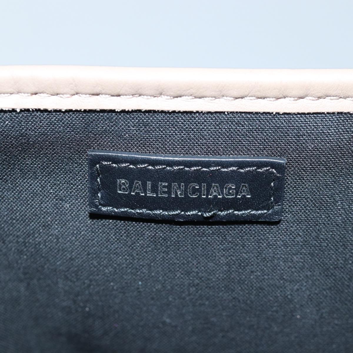 BALENCIAGA Navy Cabas Hand Bag Leather Gray 339933 Auth 80962