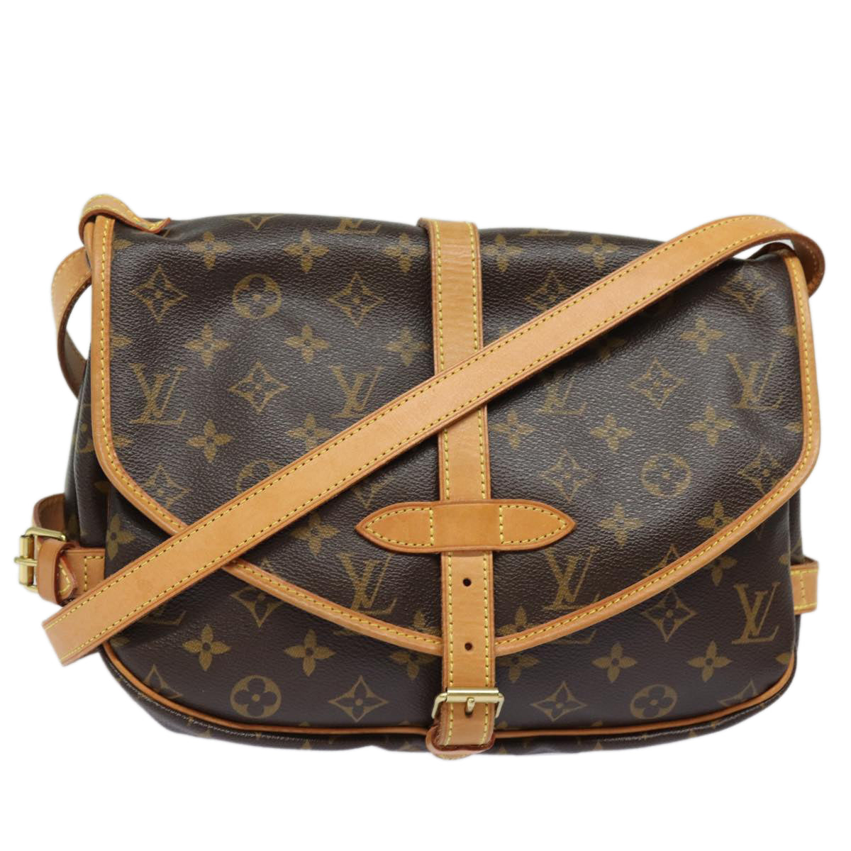 LOUIS VUITTON Monogram Saumur 30 Shoulder Bag M42256 LV Auth 80965V