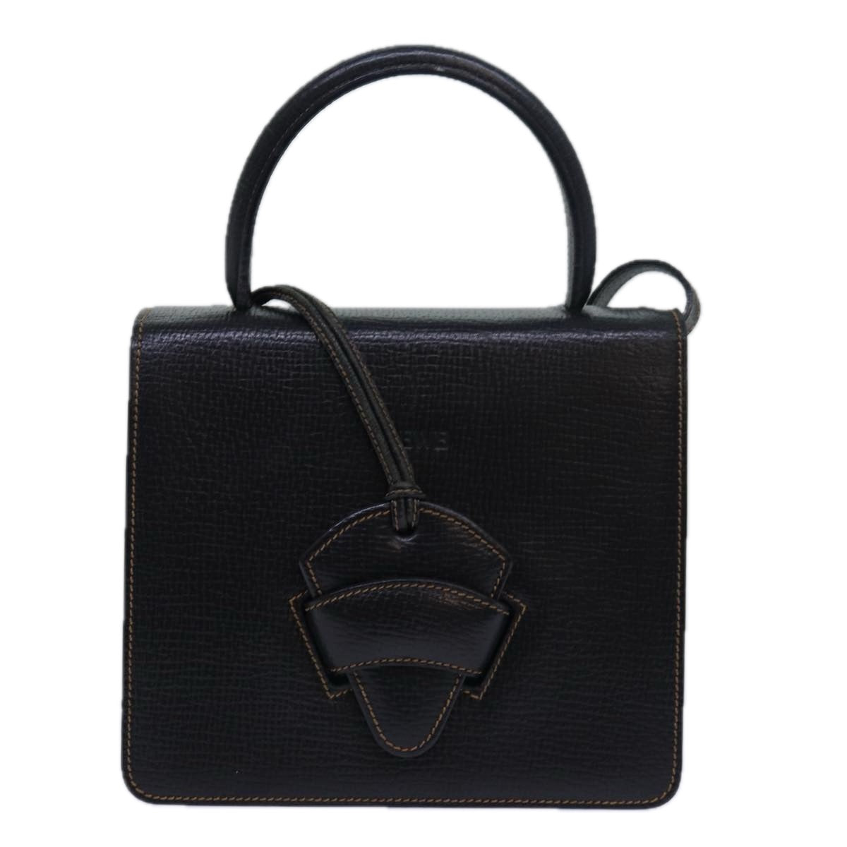 LOEWE Hand Bag Leather 2way Black Auth 80978