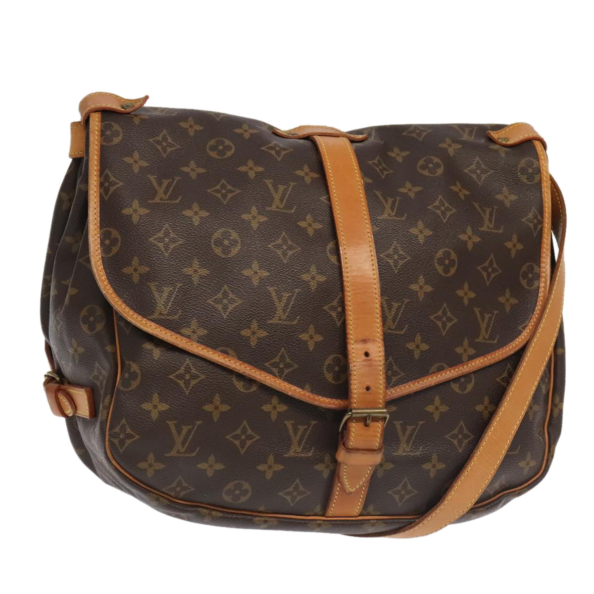 LOUIS VUITTON Monogram Saumur 35 Shoulder Bag M42254 LV Auth 80996
