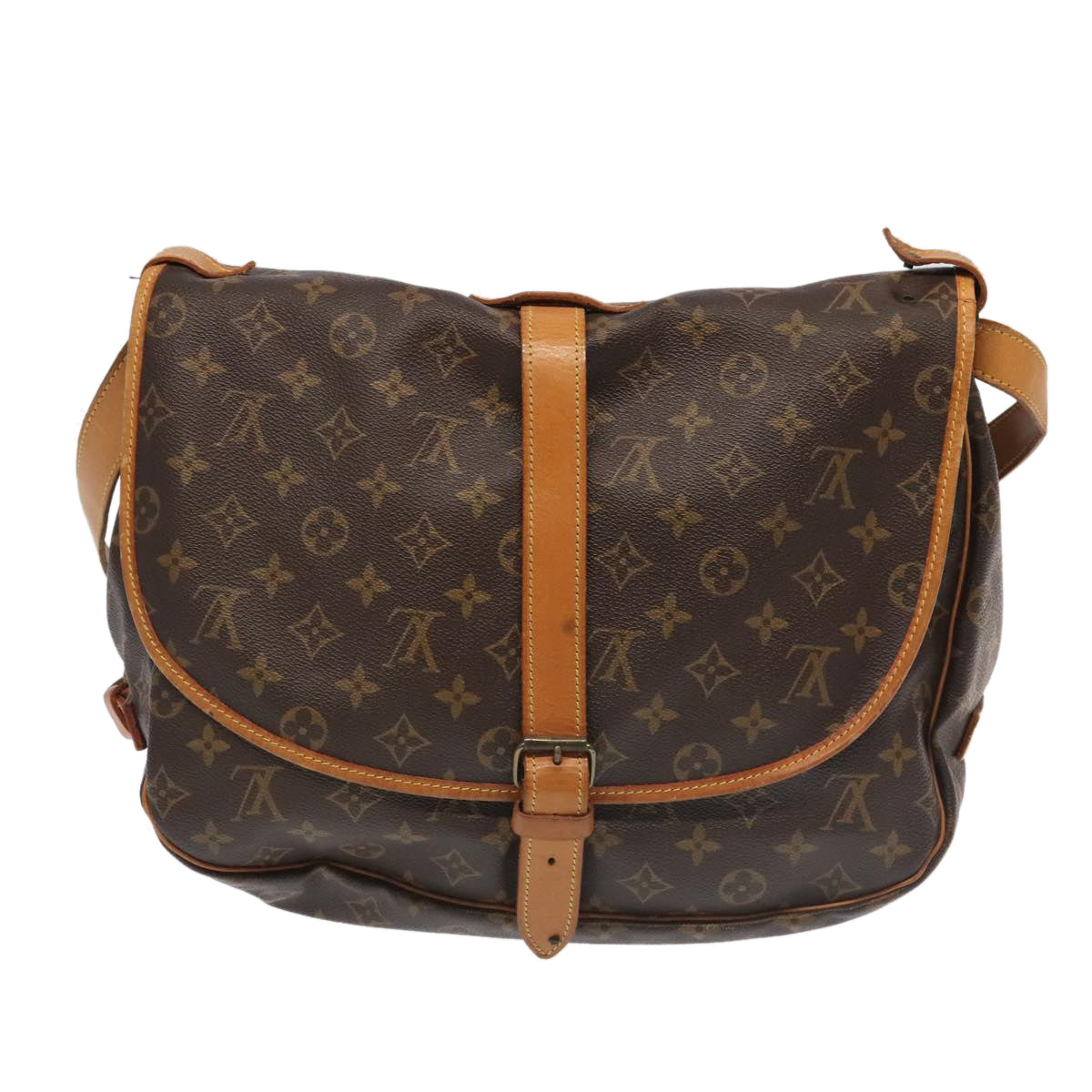 LOUIS VUITTON Monogram Saumur 35 Shoulder Bag M42254 LV Auth 80996