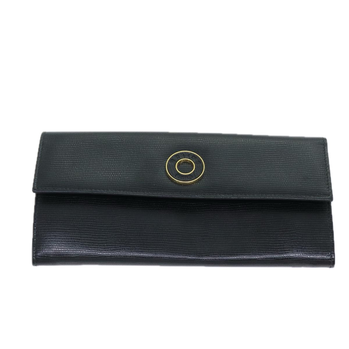 CELINE Long Wallet Leather Black Auth 81009