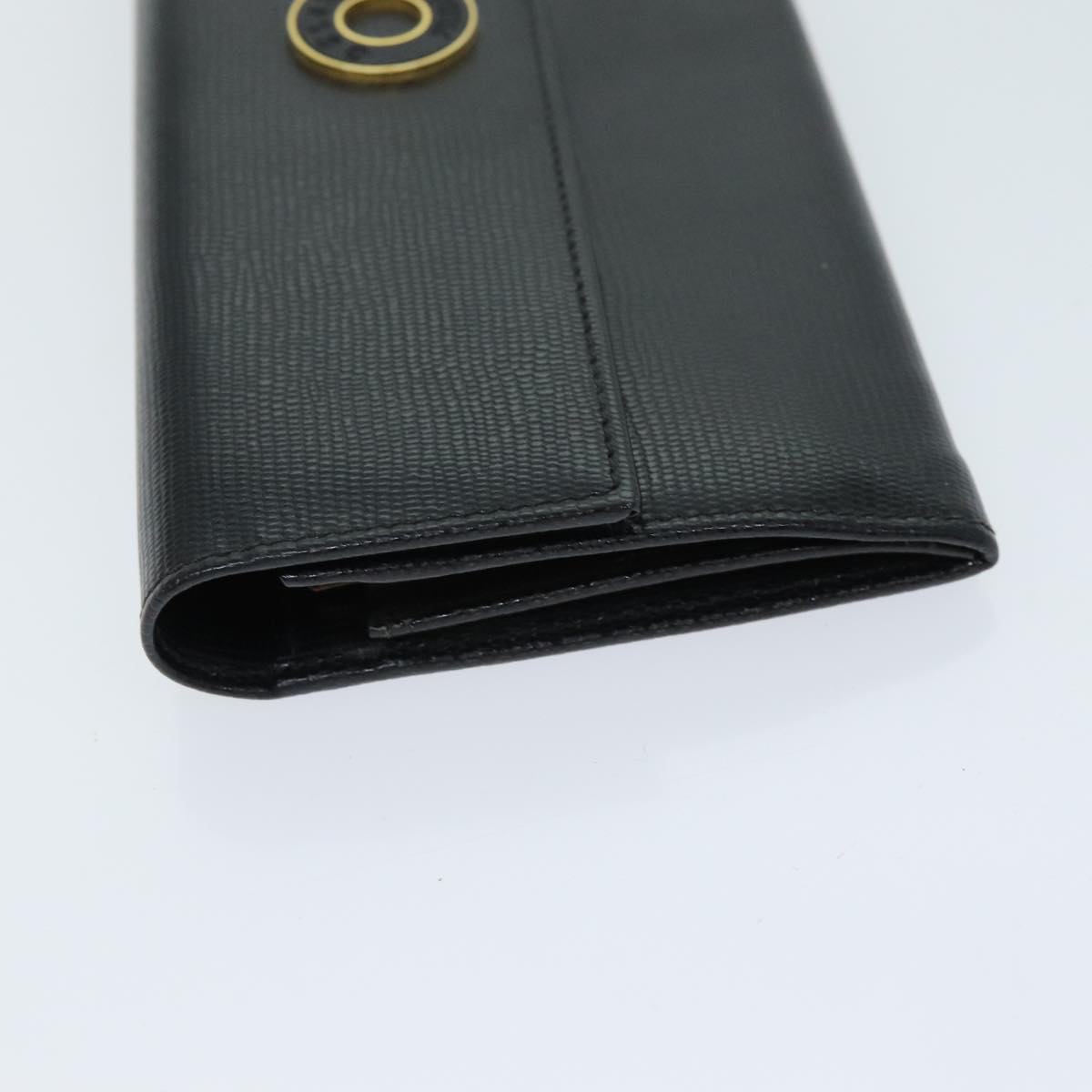 CELINE Long Wallet Leather Black Auth 81009