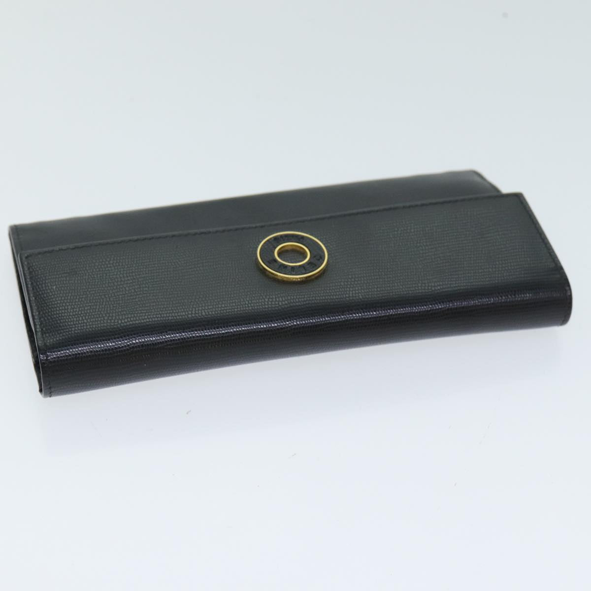 CELINE Long Wallet Leather Black Auth 81009