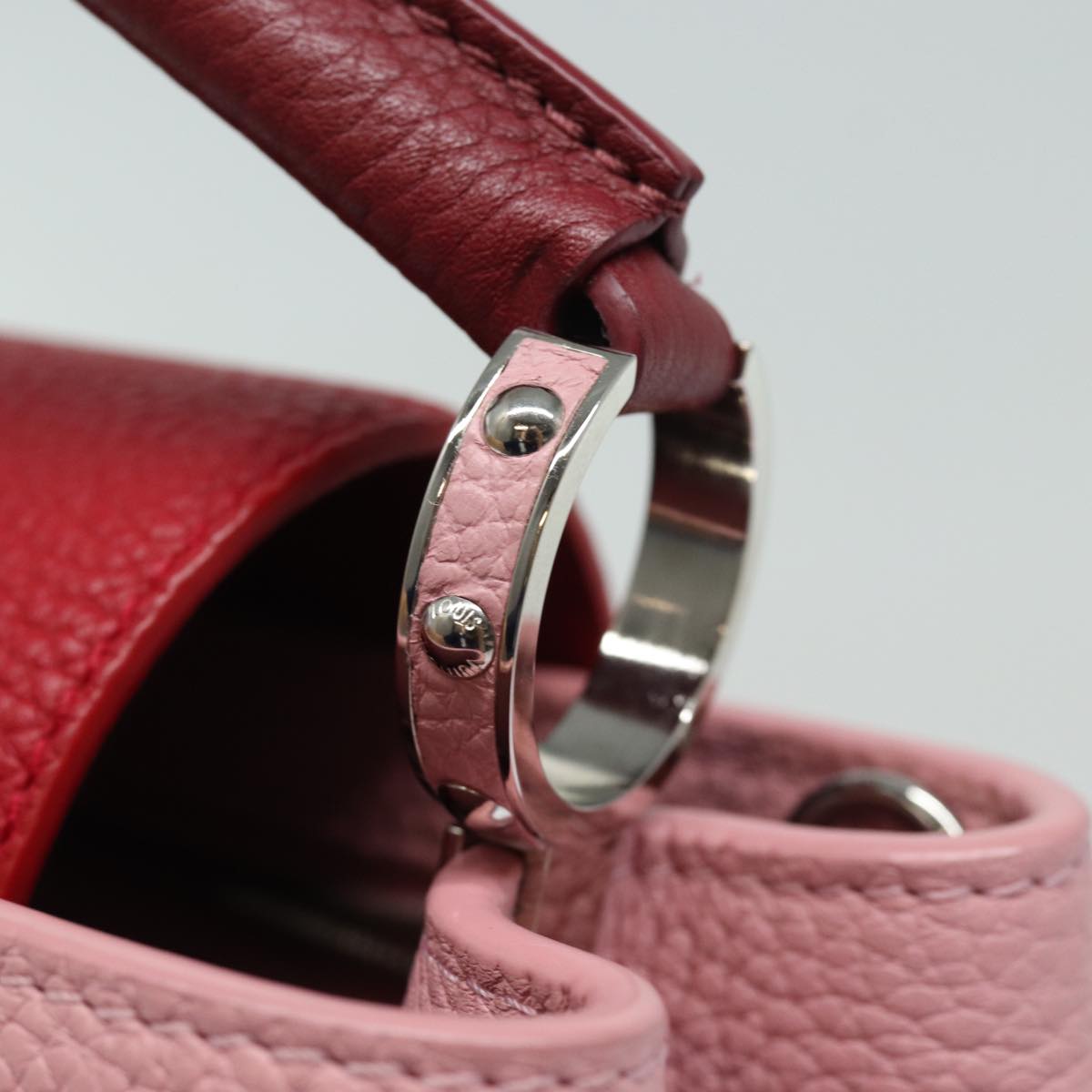 LOUIS VUITTON Capusine BB Hand Bag Taurillon Leather 2way Red Pink Auth 81113SAM