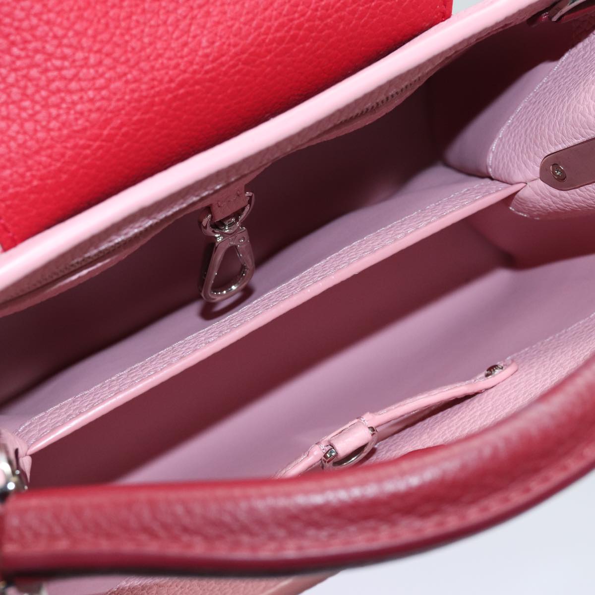LOUIS VUITTON Capusine BB Hand Bag Taurillon Leather 2way Red Pink Auth 81113SAM
