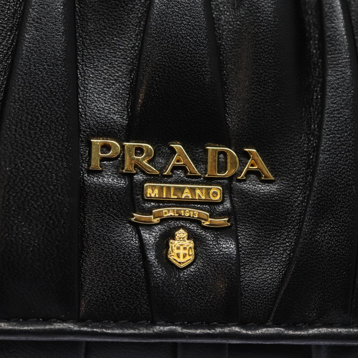 PRADA Long Wallet Leather Black Auth 81143