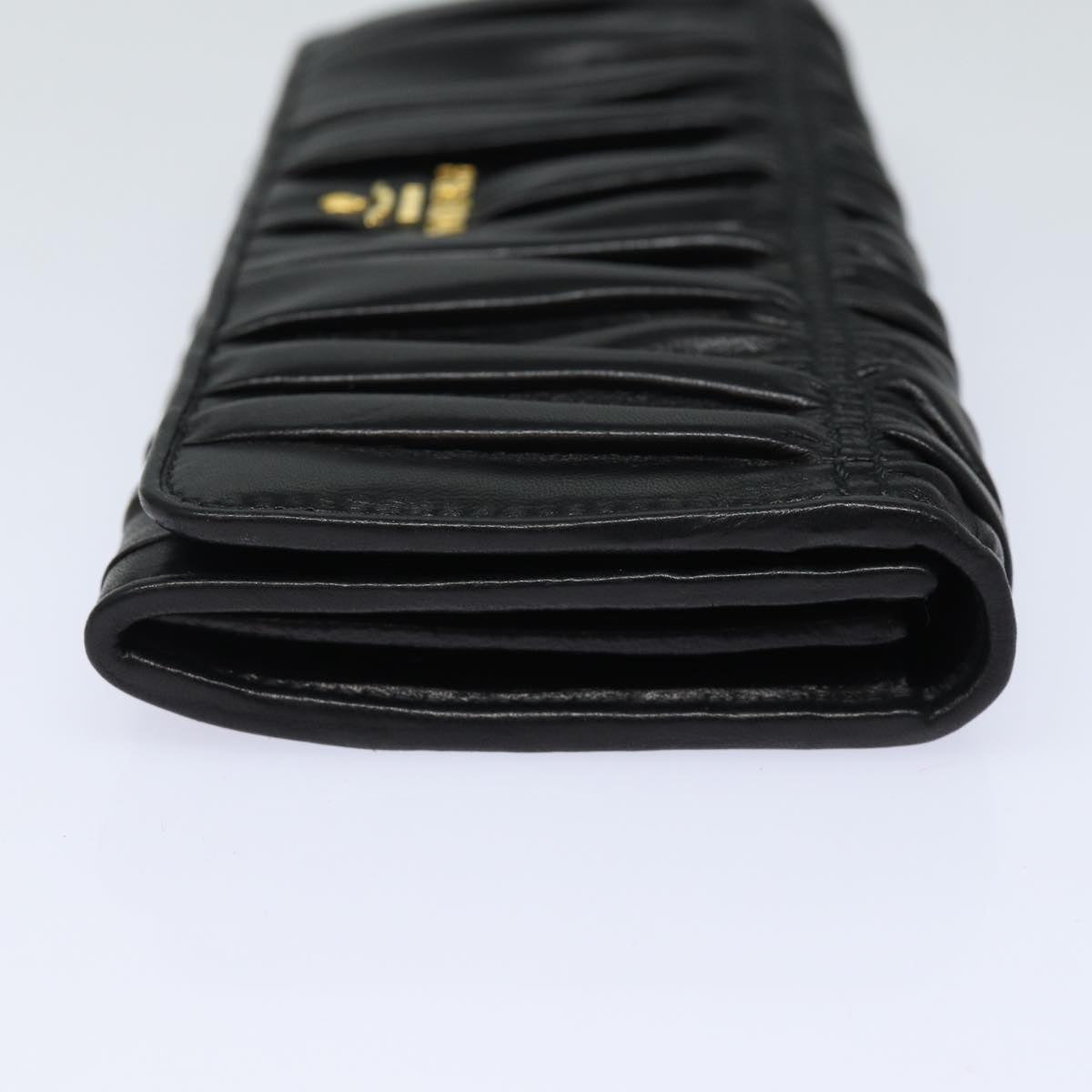 PRADA Long Wallet Leather Black Auth 81143