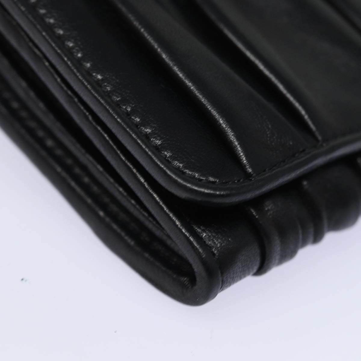 PRADA Long Wallet Leather Black Auth 81143