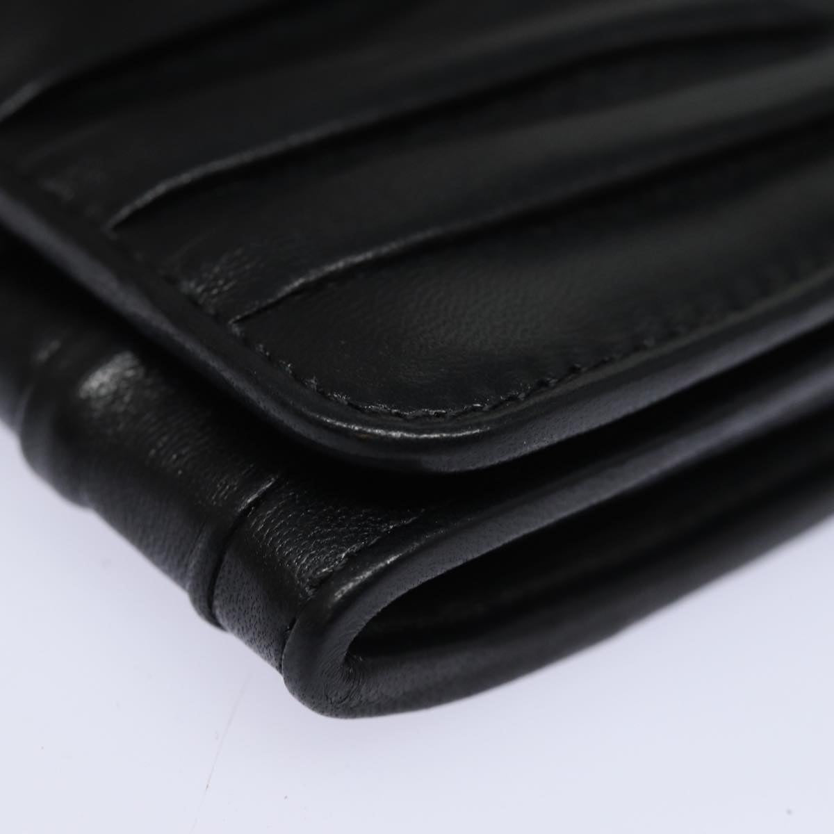 PRADA Long Wallet Leather Black Auth 81143