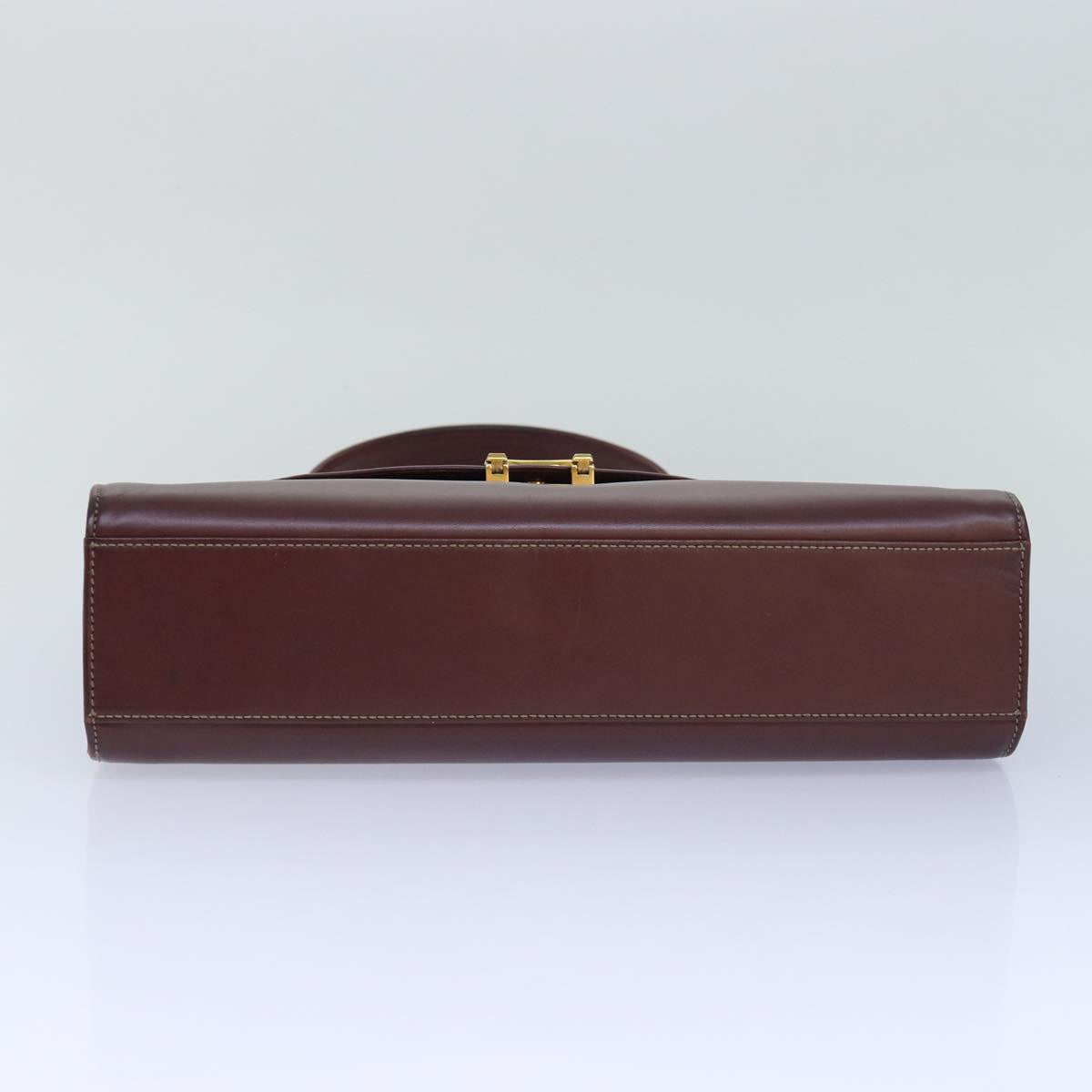 CARTIER Hand Bag Leather Wine Red Auth 81148