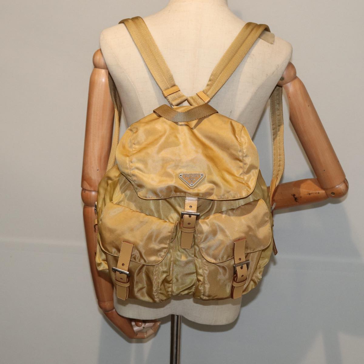 PRADA Backpack Nylon Yellow Auth 81170