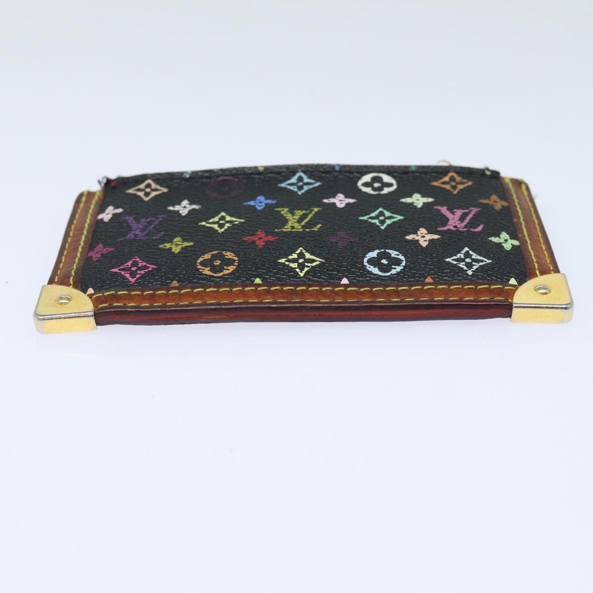 LOUIS VUITTON Monogram Multicolor Pochette Cles Purse Black M92654 Auth 81227