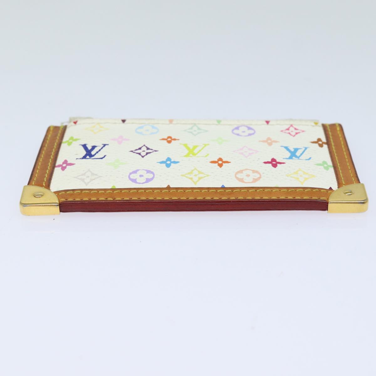 LOUIS VUITTON Monogram Multicolor Pochette Cles Purse White M92655 Auth 81333