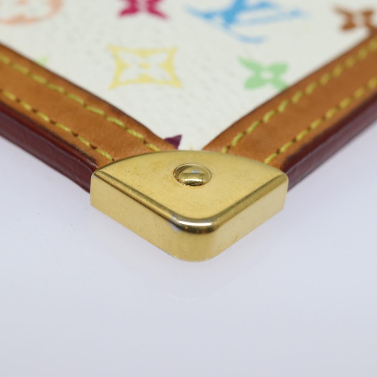 LOUIS VUITTON Monogram Multicolor Pochette Cles Purse White M92655 Auth 81333