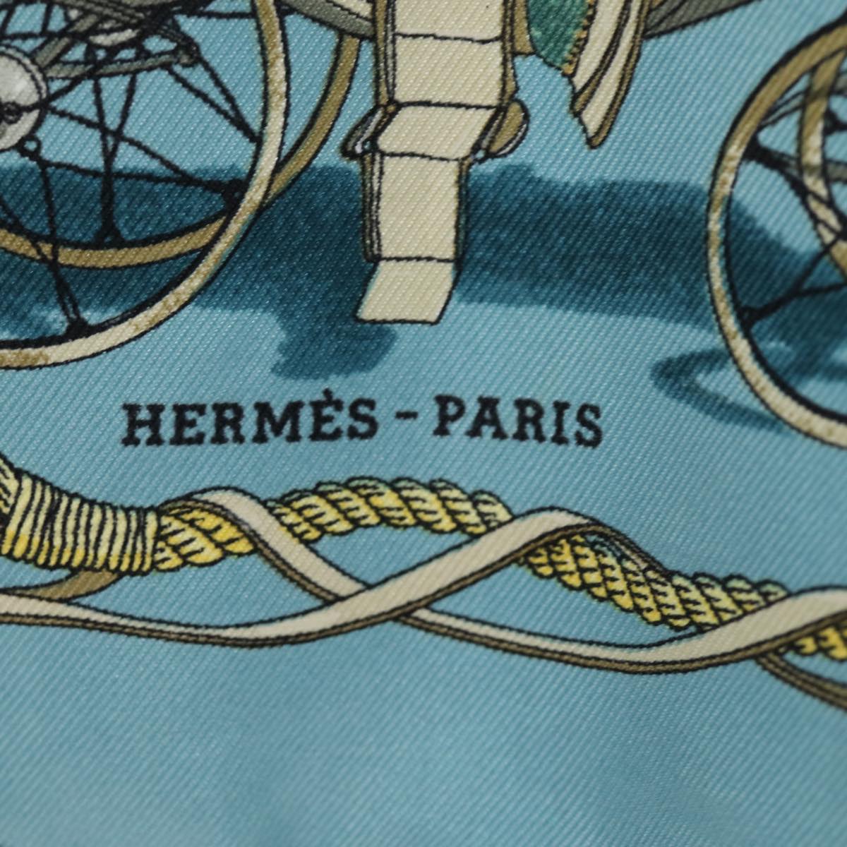 HERMES Carre 45 Scarf MUSEE Silk Blue Auth 81359