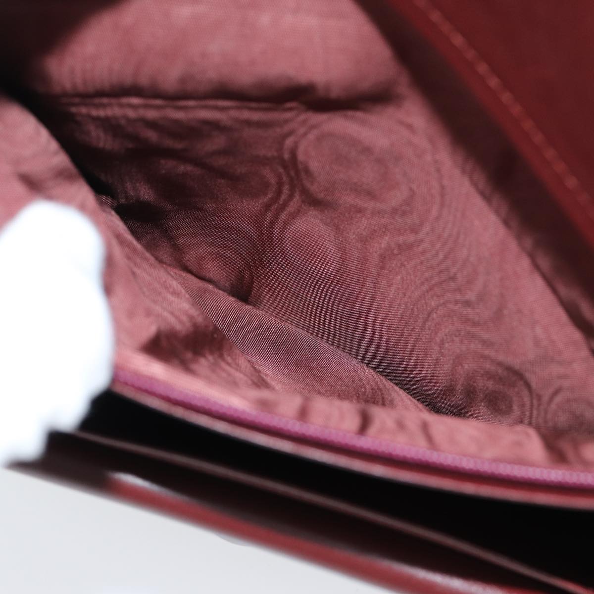 CARTIER Clutch Bag Leather Wine Red Auth 81606