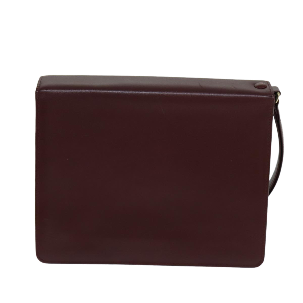 CARTIER Clutch Bag Leather Wine Red Auth 81606