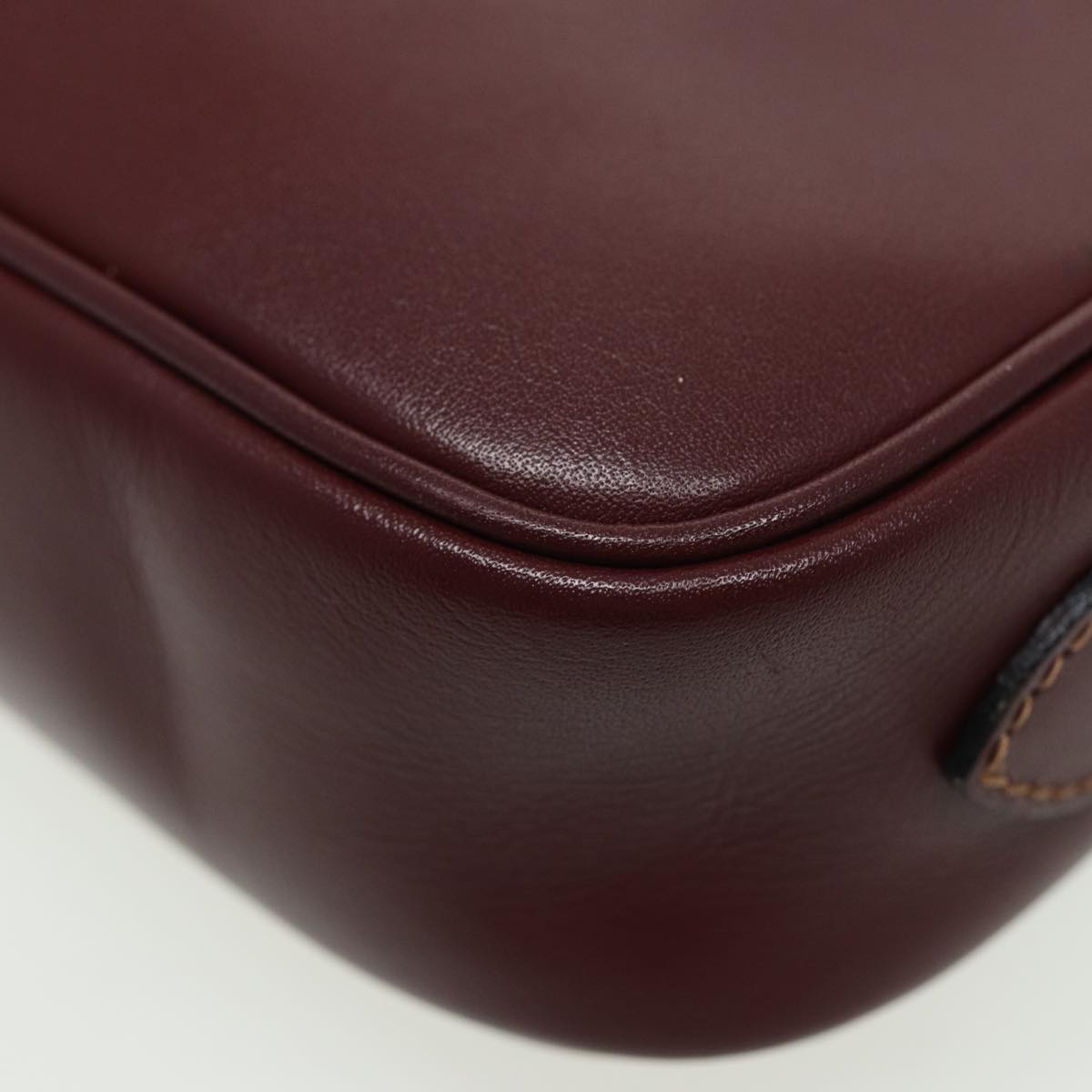 CARTIER Shoulder Bag Leather Wine Red Auth 81782