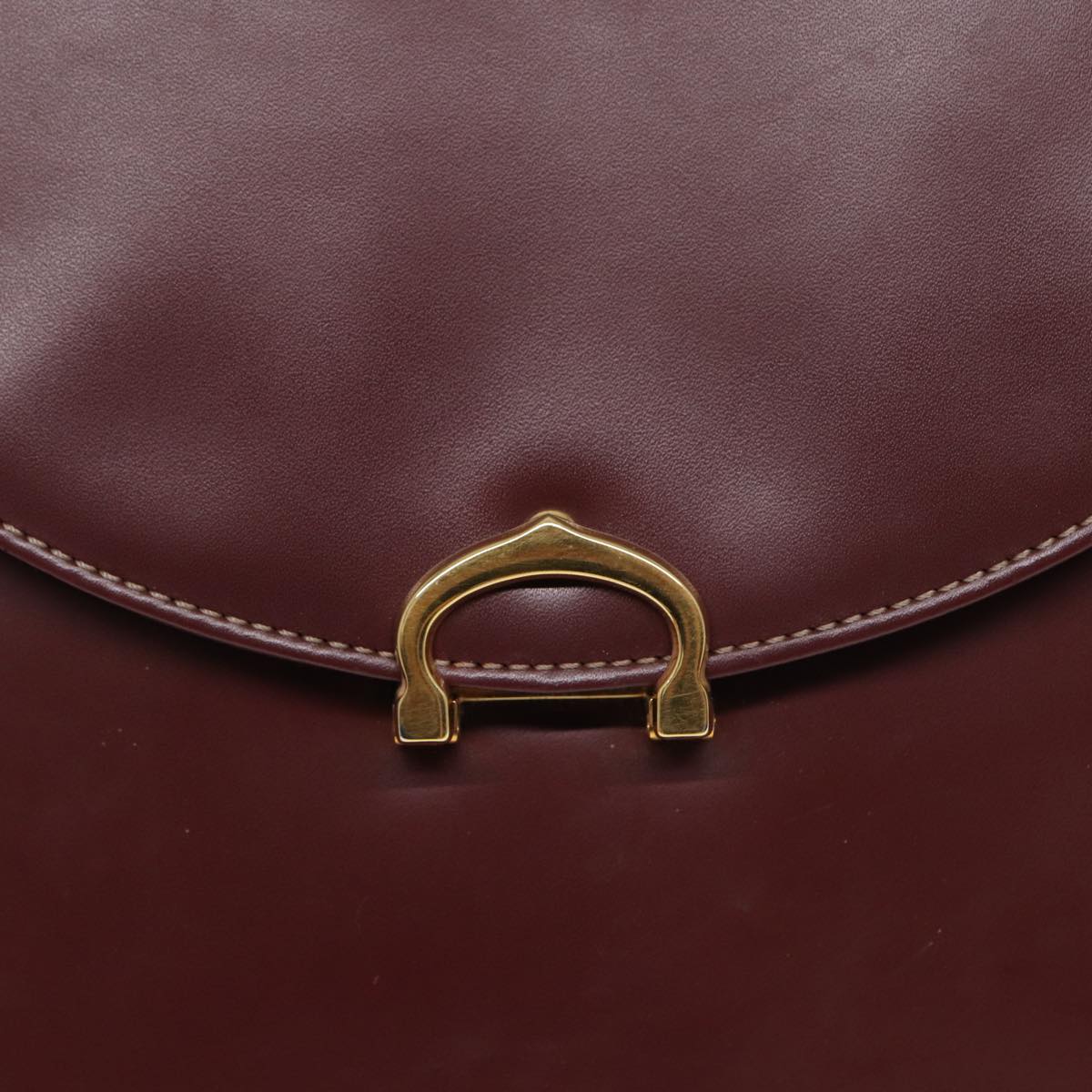 CARTIER Hand Bag Leather Wine Red Auth 81783