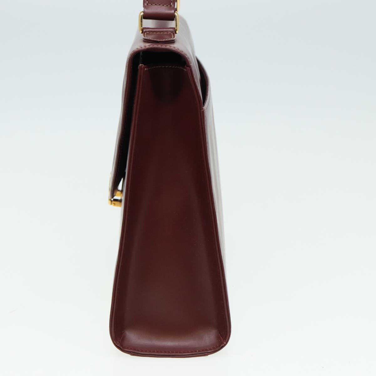 CARTIER Hand Bag Leather Wine Red Auth 81783