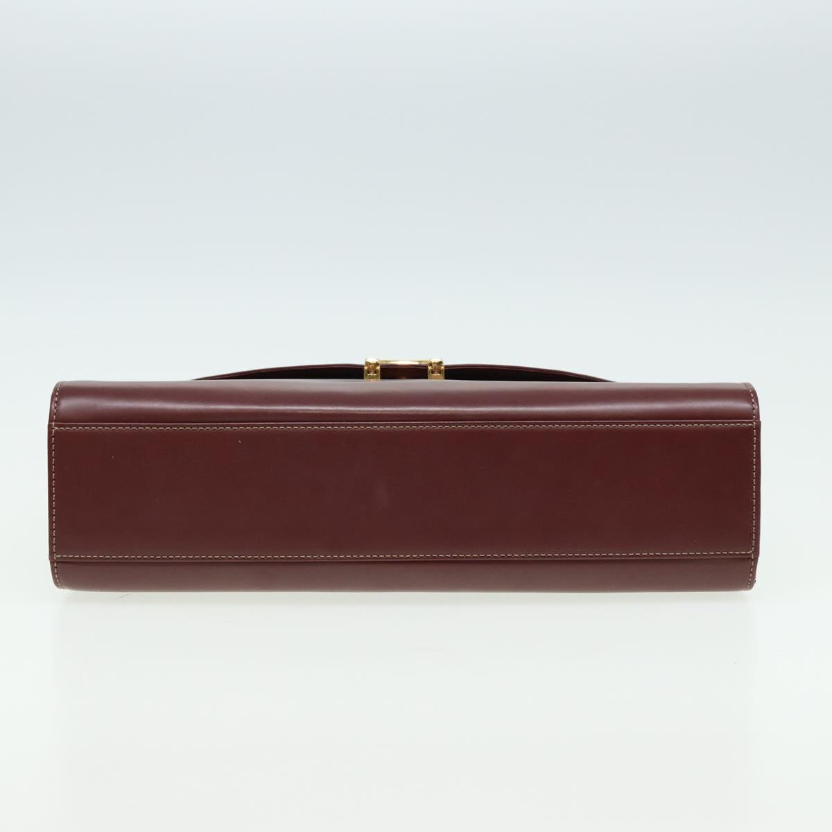 CARTIER Hand Bag Leather Wine Red Auth 81783