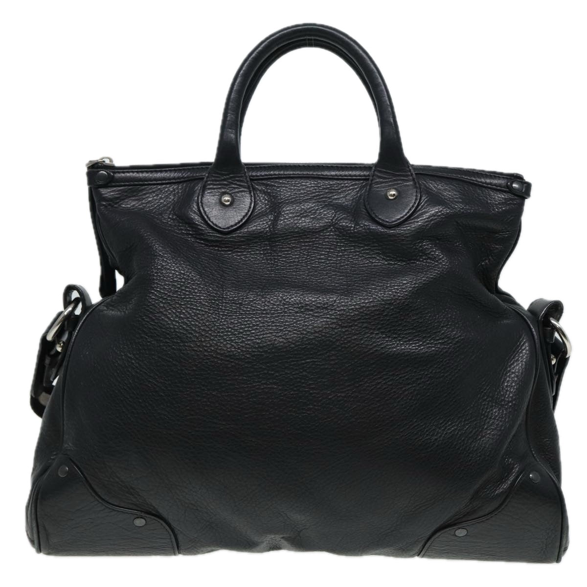 BALLY Hand Bag Leather 2way Black Auth 81853