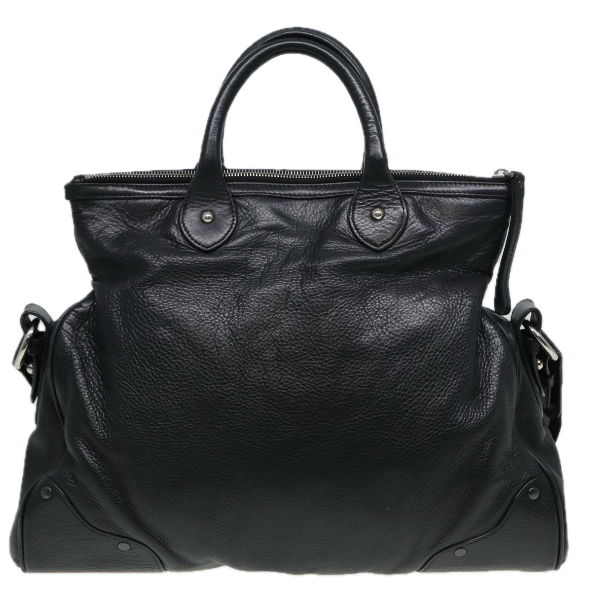 BALLY Hand Bag Leather 2way Black Auth 81853