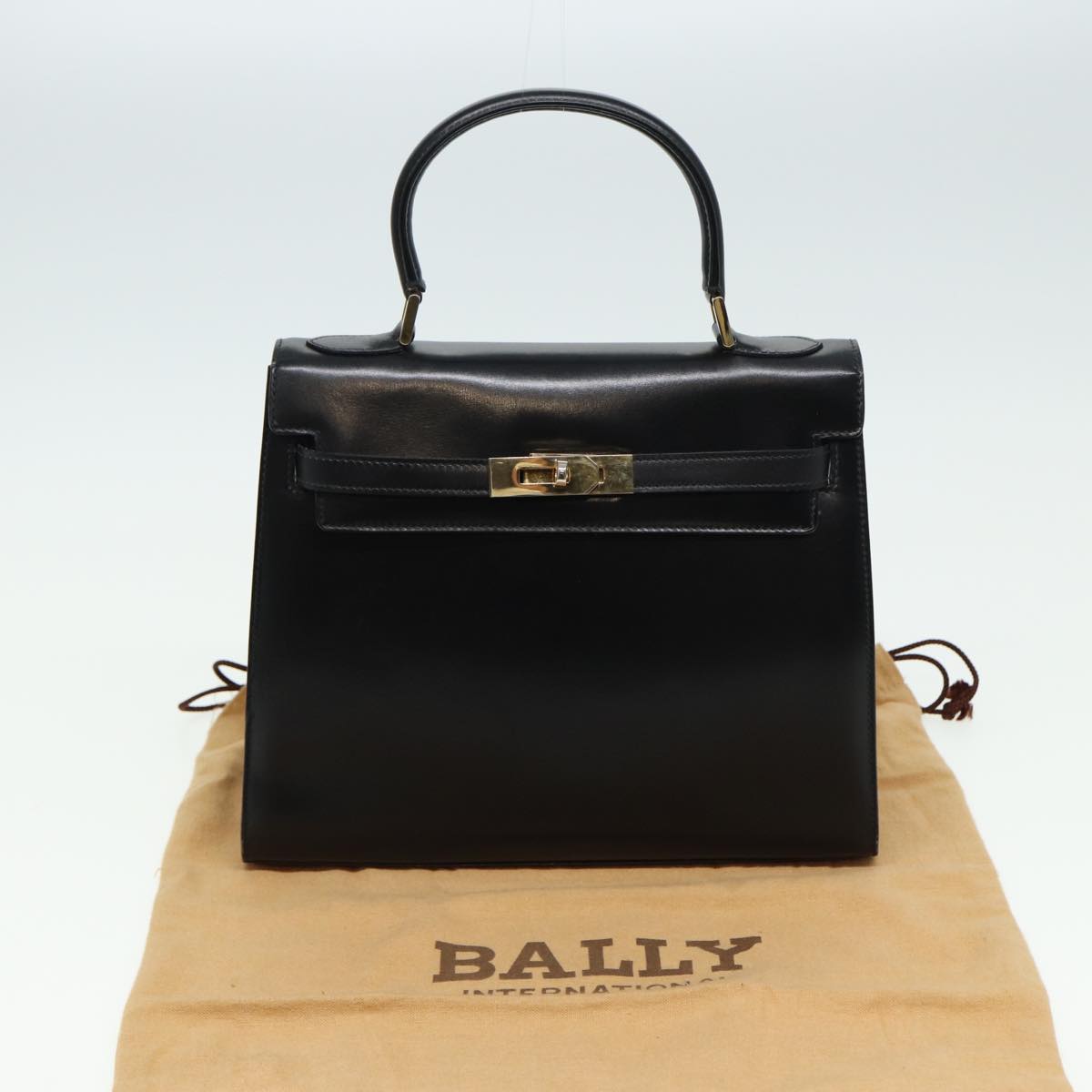 BALLY Hand Bag Leather Black Auth 81879