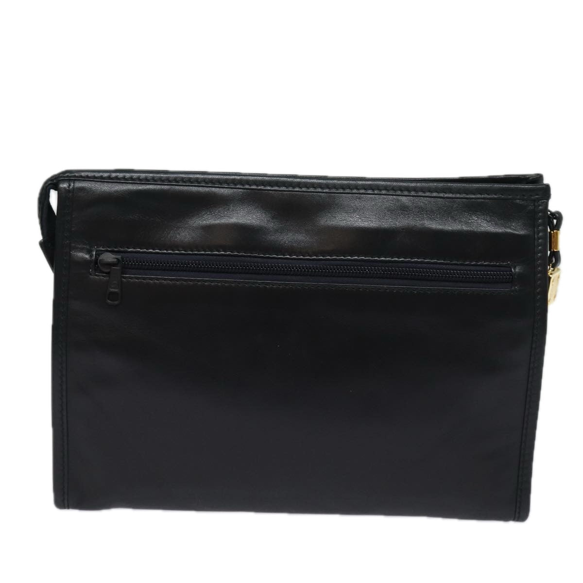 LOEWE Anagram Clutch Bag Leather Black Auth 81940