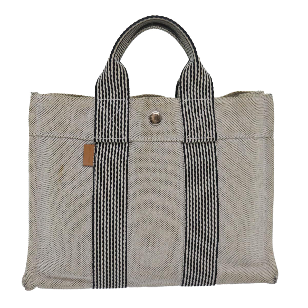 HERMES New Fourre Tout PM Hand Bag Canvas Gray Auth 81977