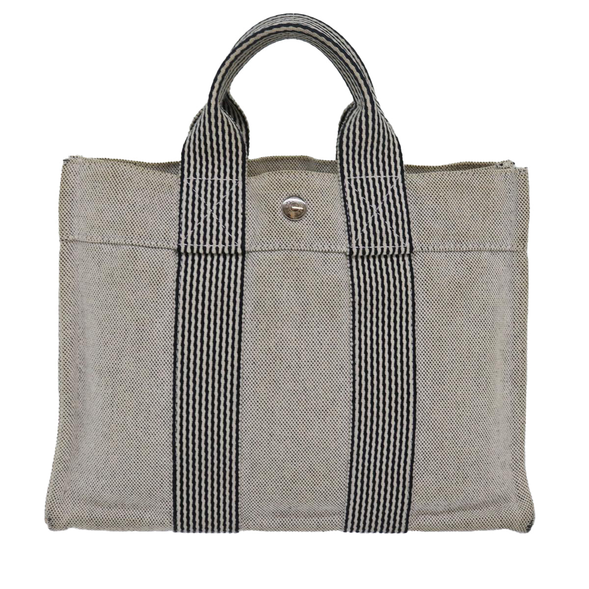 HERMES New Fourre Tout PM Hand Bag Canvas Gray Auth 81977